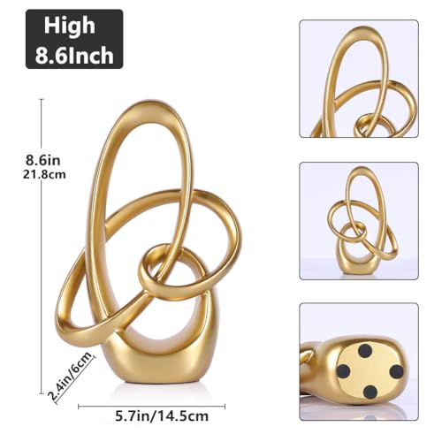 Gold Knot Decor -8.6" Resin Gold Knot Statue, Gold Statues Home Decor, Abstract Sculptures Home Decor, Knot Decor for Coffee Table, Luxury Mantel Shelf Decor, Wedding Sculpture - color: Gold, size: 8.6in