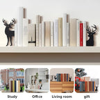 Geelin Reindeer Metal Bookends Set of 2 Black Reindeer Head Christmas Book Ends for Shelves Elk L Shaped Book Organizer for Desk Organizer Deer Lovers and Reading Enthusiasts - style: Christmas Reindeer