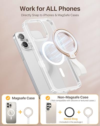 andobil [2026 Unrivaled Stability] Magnetic Phone Grip Holder for MagSafe Ring Stand Holder Kickstand Compatible with MagSafe Accessories for iPhone 17 Air 16 Pro Max Plus 15/14/13/12&Android,Rosegold - color: Rose Gold