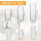 12 Pcs Wedding Pillar Candles and Ribbed Glass Candle Holder Vases Tall Cylinder Holders for Pillar Candle Clear Ribbed Bud Vase for Wedding Table Centerpiece, Total 6 Sets