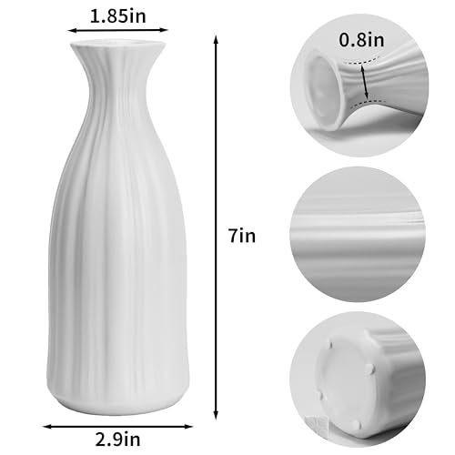 White Ceramic Vase 7 inch Small Vase Can be Used as Bedroom Study Living Room Dining Table Home Decoration Suitable for Wedding Flower Arrangement Design Bohemian Style (HPBY-01) - color: Hpby-01