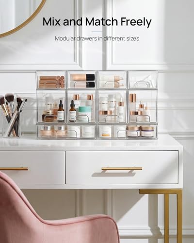 Vtopmart 6 Pack Small Clear Stackable Storage Drawers,Acrylic Bathroom Makeup Organizer,Plastic Storage Bins For Vanity, Undersink, Kitchen Cabinets, Pantry, Home Organization - style: 6pack-Clear