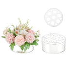 Glasseam Acrylic Flower Vase for Centerpieces: Set of 2 Wedding Party Dining Room Table Decorations, Cylinder Round Clear Vases with 13 Holes (5.9in)