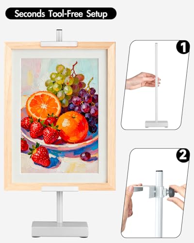 Rofio Adjustable Tabletop Easel Stand, Picture Easel Stand up to 17” H, Metal Picture Frame Holder for Artwork, Photo, Signs & Certificates (White) - color: White