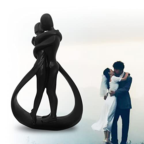 Resin Couple Modern Sculptures Home Decor Romantic Gift for Weddings Valentine's Day and Anniversaries Decoration Figurine for Girlfriend, Bridal Shower, Engagement (Black) - color: Black
