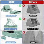 KDD Tablet Pillow Stand, Multi-Angle Viewing Ipad Holder for Lap, Bed and Desk, Foldable Soft Pad Dock with Stylus Mount Compatible with Ipad Pro 12.9, 10.5, 11, Air, Mini, Phones, Books, E-Reader - color: Green