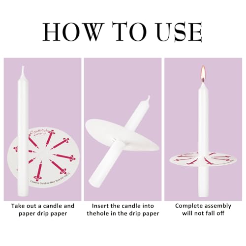 100 White Odorless Taper Candles - Handheld with Drip Protection, 5 Inches - Church & Sabbath Religious Candles - color: 100Pack-White-5inch