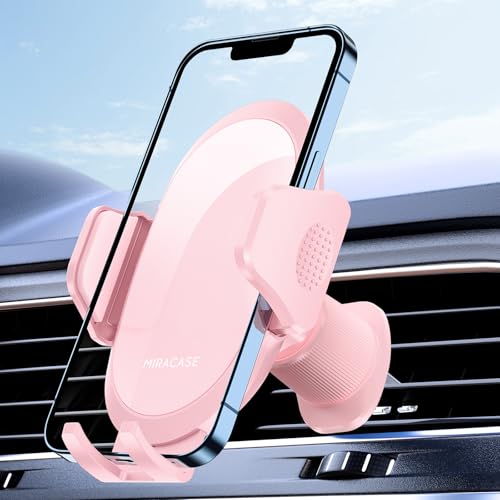 Miracase Phone Holders for Your Car with Metal Hook Clip, Cell Phone Mounts Air Vent Cell Phone Stand Car Mount, Universal Automobile Cradle Fit for iPhone Android and All Smartphones (Pink) - color: Pink, size: 1 Pack