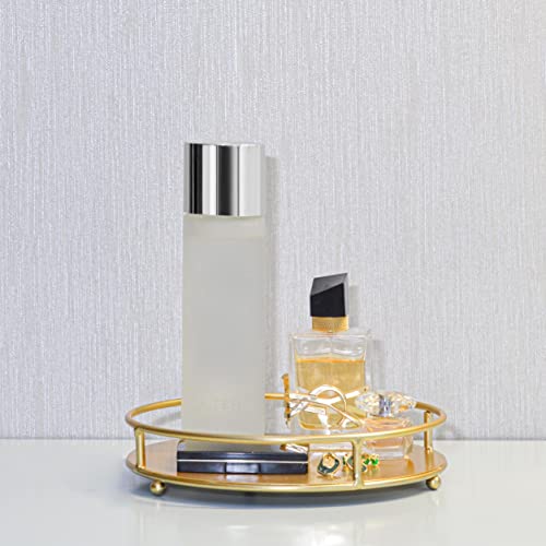 Jewelry Tray Perfume Display Organizer Bathroom Storage Vanity Tray Tabletop Display for Cosmetic, Candle, Jewelries, 10" Round Gold - color: 10”gold, size: 10"