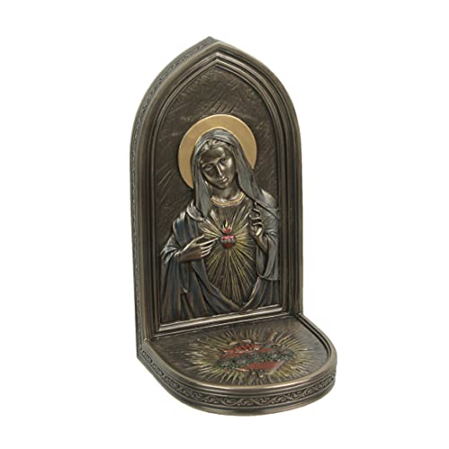 Veronese Design 8 1/4" The Immaculate Heart of Mary Resin Sculpture Bronze Finish Standing Plaque Single Bookend