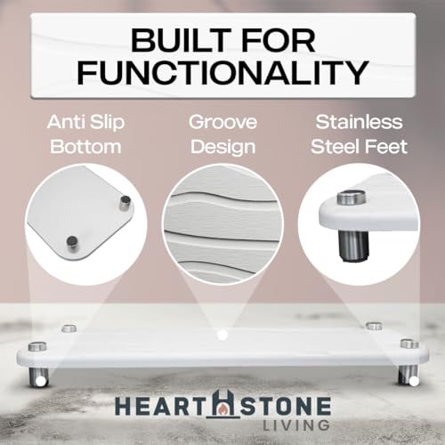 2-Piece Water Absorbing Stone Tray Set – Fast-Dry Diatomite Soap Trays for Bathroom & Kitchen Sink, Silver Finish - color: Silver