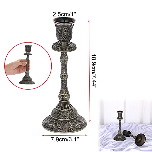 OwnMy Set of 2 Vintage Taper Candle Holders 7.4”Metal Taper Candlestick Holders, Elegant Brass Candle Stick Holders Bronze Candelabra Set for Dining Table Centerpieces Wedding Home Decoration - color: Bronze
