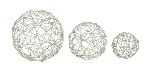 Deco 79 Metal Geometric Decorative Sculpture Home Decor Statues, Set of 3 Accent Figurines 8", 6", 4"D, Silver