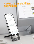 Aoviho Phone Stand for Desk, Ultra-Thin Foldable Aluminum Phone Holder, Portable Travel & Office Cell Phone Stand Compatible with iPhone 17 16 15 14 13 12 Pro Max, Fits 3.7"-7" Devices, Black - color: Black