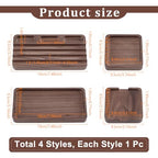 4 Piece Wooden Desk Organizer Tray With Pen Holder, Walnut Wood Pencil Holder, Minimalist Desk Accessories, Mens Valet Tray Office Supplies, Stationery Pen Key Wallet Catchall Trays - style: valet tray