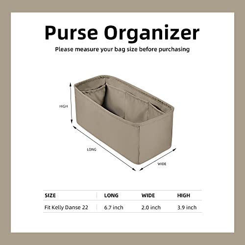 DGAZ Silk Purse Organizer Insert For Hermes Kelly Danse 22 bag，Silky Smooth Bag Organizer，Luxury Handbag & Tote Shaper（Gris tourterelle，22） - color: Gris tourterelle