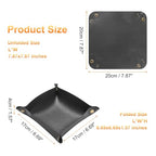 HARFINGTON 4pcs PU Leather Valet Tray Unisex Folding Small Catchall Tray Portable Entryway Table Tray Nightstand Bedside Desk Tray for Key Wallet Watch Coin Jewelry Dice, Black - color: Black