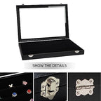 Wudygirl 7 Slots Ring Holder Organizer Box with Transparent Lid Black Jewelry Organizer for Store Display Jewelry Holder for Rings（Ring Organizer） - style: 7 Slot Ring Tray