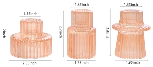 Vixdonos Taper Glass Candlestick Holders Tealight Candle Holders for Table Centerpieces, Wedding Decor and Dinner Party (3 Pcs, Orange Pink) - color: Orange Pink, size: 3 Pcs