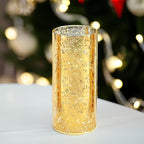 WGVI Hurricane Candle Holder Sleeve, W: 5", Ht: 10", Gold Speckled Glass Cylinder Open Both Ends, Chimney Tube Shade, 1 Piece - size: 5x10"H