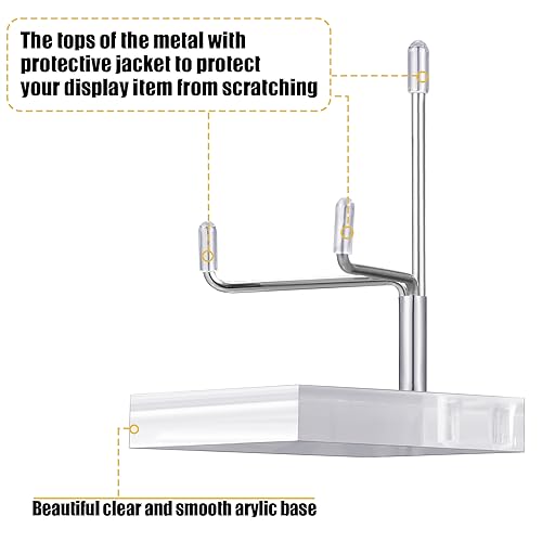 Suzile 4 Pcs Adjustable Metal Arm Display Stand Easel with Acrylic Base Rock Display Easel Holder Acrylic Crystal Clear Plate Stand for Geodes Mineral Agate (Silver, 2.8 x 2.8 x 4 Inch) - color: Silver, size: 2.8 x 2.8 x 4 Inch