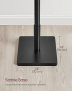 VASAGLE Solid Wood Coat Rack, Free Standing Hall Coat Tree with 8 Hooks, 3 Height Options, for Coats, Hats, Bags, Purses, for Entryway, Hallway, Rubberwood Hooks and Pole, Ink Black URCR010B01 - color: Ink Black, style: Square Base + Cylindrical Hooks