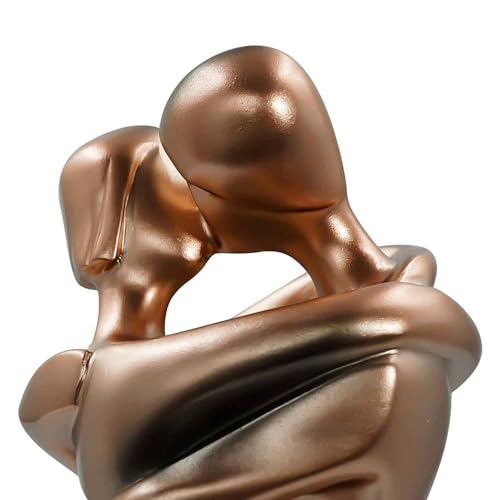 Resin Couple Statue, Modern Decor Romantic Lovers Embrace Statue Abstract Sculpture Wedding for Home Table Bookshelf Desktop Decoration