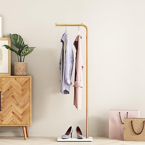 Metal Gold Coat Racks, Standing Coat Rack with Heavy Base, Modern Coat Tree with Crossbar and 3 Hooks, Entryway Coat Racks for Handbags, Clothing.(59inch) - size: 59in-std