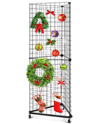 GADFISH Triangular Gridwall Panel Display Stand, Black Triangle Wire Grid Tower with Base and Casters, 24" x 68" Rolling Grid Wall, Panel Stand for Home Organization, Retail, Trade Show, Vendor