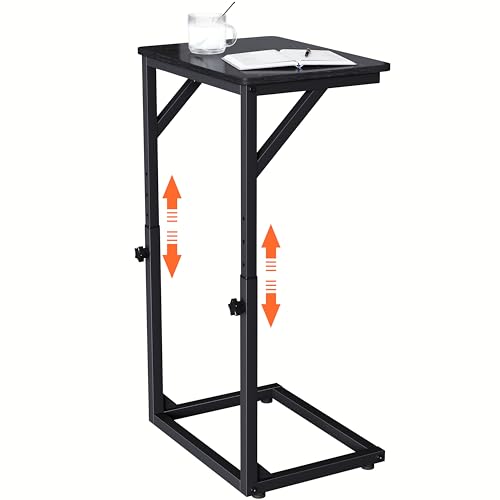5-Level Adjustable C-Shaped End Table, Small Side Table for Couch, Sofa TV Tray Table for Living Room, Bedroom, Bedside ET-ZA-BKW1 - color: Black