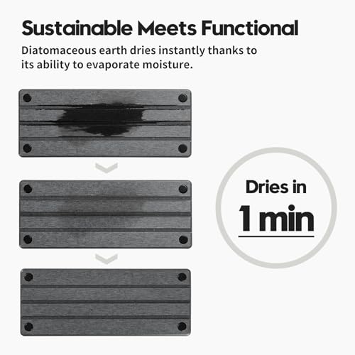Sink Caddy Kitchen Sink Organizer, Water Absorbing Stone Tray for Sink,Diatomite Bathroom Counter Tray,Faucet Drying Mat Protector Coaster Soap Dish Rack Riser Vanity Dispenser Sponge Holder,10" x 4" - color: 1. Charcoal, size: 10" x 4" x 1"
