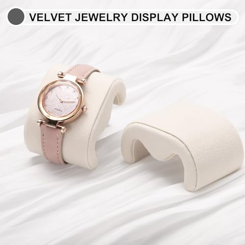 uxcell 2pcs Watch Case Pillows, M Shaped Watch Display Pillow Velvet Watch Cushion Replacement for Watch Bracelet Display Storage Beige - color: Beige