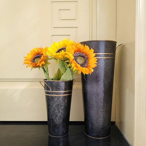 Hosley Set of 4 Metal Vases with Zinc Finish 9 Inch High Ideal Gift for Wedding Special Occasion Home Office Dried Floral Arrangements - color: Zinc2