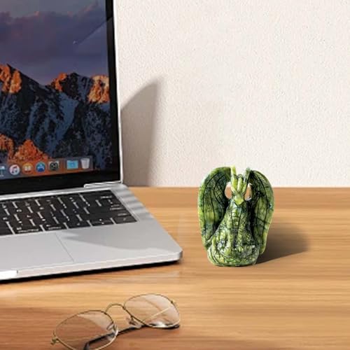 Apengshi Dragon Statue Natural Green Jade Crystal Animal Figurine, Decorative Collectible Sculpture for Home Office Desk Gift for Teen Men Women, for Gamers & Collectors(Classic Style)
