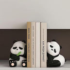 2pcs Cute Panda Decorative Bookends, Resin Unique Animal Book Ends, Fun Modern Home Sculptures, Modern Panda Statues, for Living Room Entrance, Bookshelf, Bedroom, Office Table Decorations