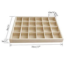 Premium Grade Beige Velvet Jewelry Organization Tray 24 Grids Removable and Rearrangeable Dividers Drawer Insert Closet Organizer Stackable - color: 24 Grid Jewelry Tray