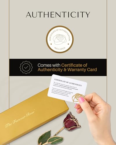 Forever Rose Hand-Dipped in 24K Gold, Garnet-Inspired January Birthstone with Sparkles, Real Rose in Luxury Gold Gift Box & Glass Vase – Perfect Ready to Gift for January Birthday or Any Occasion - color: January Garnet