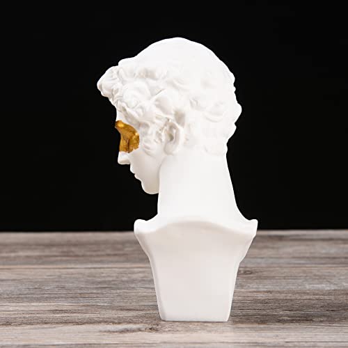 BRABUD Greek Mask David Man Bust Statue Resin White Gold Classic Roman Sculpture Modern Art Home Office Study Room Bookshelf Decor Collectible Gift TQGJBS341