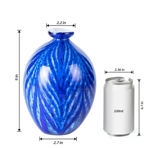 KAMMAK Colored Glass Vase, Beautiful Hand Blown Decorative Vase, Modern Art Vase for Flower Mantle Dining Table Centerpiece, Entryway Living Room Wedding Decoration (JG2055) - style: JG02055
