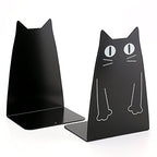 TOBSON Cute Cat Heavy Duty Bookend Nonskid Bookends Art Decoration,A Pairs(Black) - color: Black