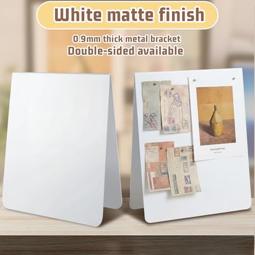 Leinuosen 1 Pcs 12 x 10 Inch Magnetic Bulletin Board Metal Magnet Board Magnet Display Stand for Tabletop Desktop Home Kitchen Office Decor (White) - color: White, size: 12 x 10 Inch