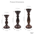 Hosley Set of 3 Dark Brown Wood Pillar Candle Holders 13 Inches 11 Inches and 9 Inches High Ideal for LED and Pillar Candles Gifts for Weddings Party Home Spa Reiki Aromatherapy - color: Dark Brown 1