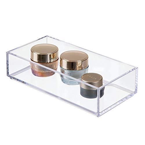 IDesign Decorative Countertop Vanity Tray Organizer for Bathroom, Bedroom, Closet, Entryway, The Clarity Collection – 4” x 8” x 2”, Clear, Small - size: Small
