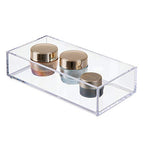 IDesign Decorative Countertop Vanity Tray Organizer for Bathroom, Bedroom, Closet, Entryway, The Clarity Collection – 4” x 8” x 2”, Clear, Small - size: Small