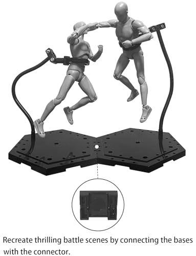 Action Figure Stand with Flexible Metal Arm,Action Figure Pose Display Holder Base,Flight Stands for Action Figures Compatible with HG RG SD SHF Gundam 1/144 Toy with Screwdriver (2Pcs Black) - color: 2Pcs Black