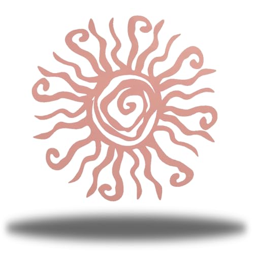 Riverside Designs Wacky Sun Metal Wall Art Indoor/Outdoor Decor - 12" Pink Rust Proof Wall Sculpture - Made in USA - Ideal for Bedroom, Garden, Home, Patio and Farmhouse - color: Pink, size: 12"L x 12"W