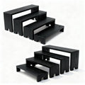 Wooden Display Stand Wood Tiered Racks, 2 Set 8 Piece Wood Display Shelf for Cupcake,Jewelry,Card, Vendor Events, Table Shelves Wooden Riser Organizer Dessert Showcase-Black - color: Black