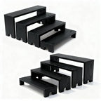 Wooden Display Stand Wood Tiered Racks, 2 Set 8 Piece Wood Display Shelf for Cupcake,Jewelry,Card, Vendor Events, Table Shelves Wooden Riser Organizer Dessert Showcase-Black - color: Black