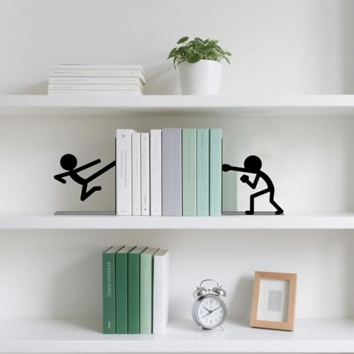 Metal Bookends Martial Arts People Bookends Decorative Cute Book Ends for Shelves Bookshelf Reading Decor Bookshelf Decor Space-Saving Desk Organizer for Book Lovers Gift - style: Martial Arts People Decorative Bookends