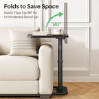 Kitstorack Upgraded TV Tray Table with Panel Lock, 90° Flip-Over Design & Adjustable Height, Sofa Arm Side Table for Eating, Laptop, Couch, Bed, or Small Spaces, Espresso - color: Espresso, style: Auto-locking